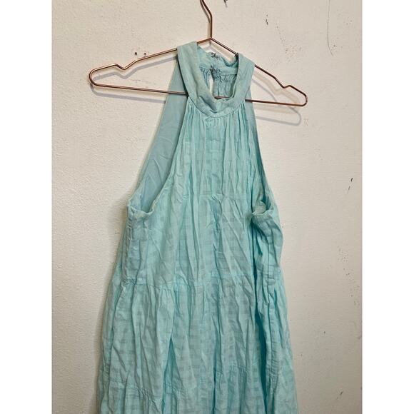 TRINA TURK Sky Blue 100% Cotton Halter Neck Sunglasses Maxi Dress Size XL - Picture 6 of 16